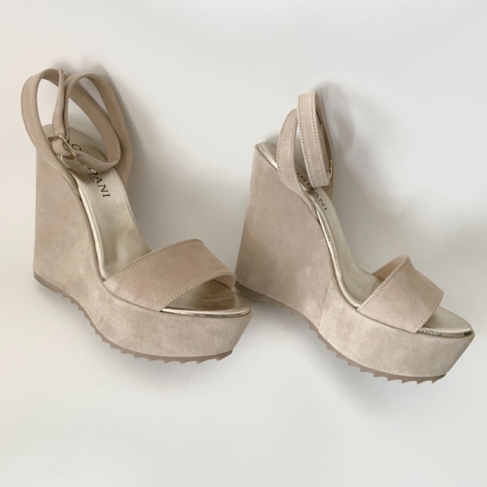 Cordani Made in ITALY Ophelia Nude Beige Suede Wedge Platform Sandals 39 - Picture 8 of 13
